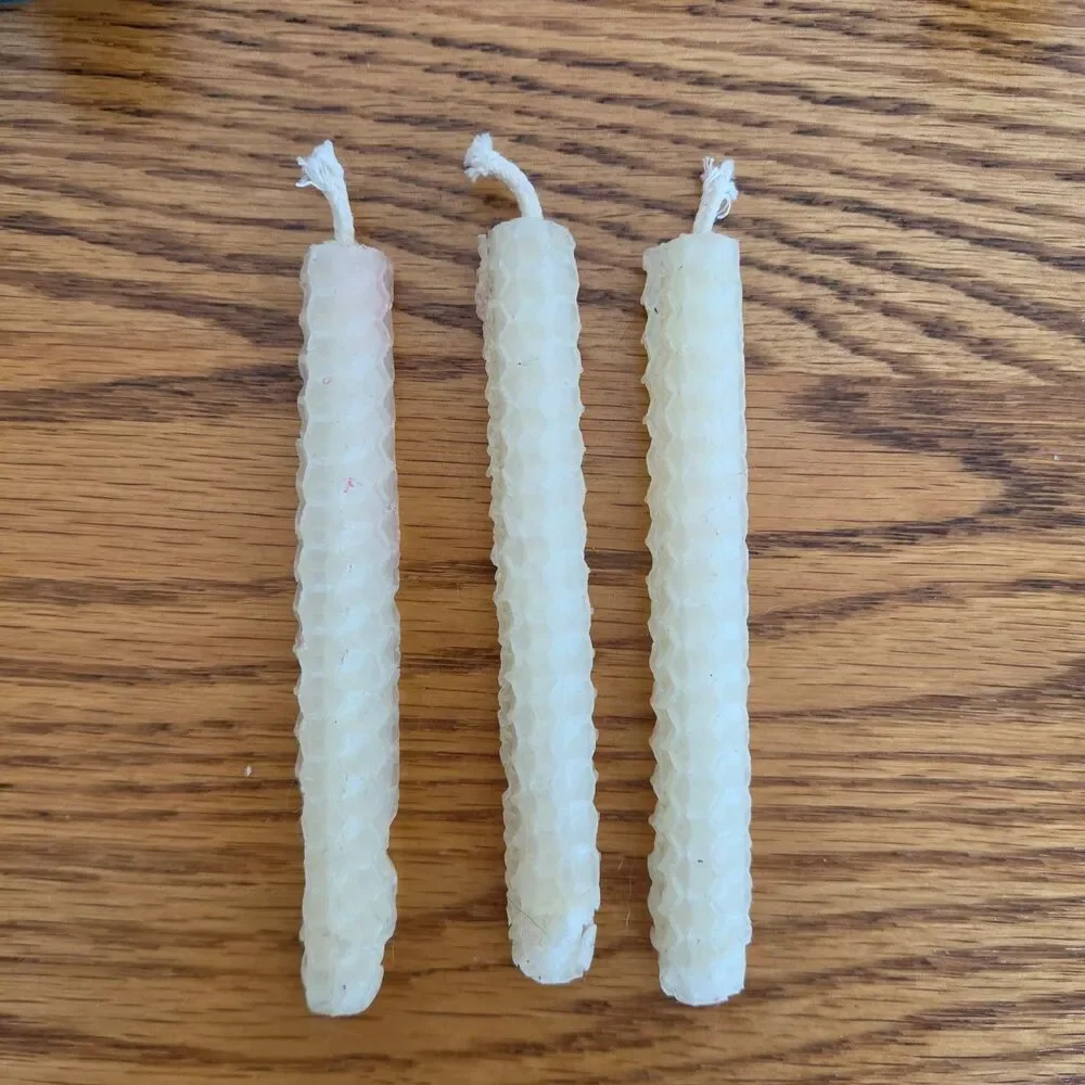 Vintage Handcrafted Rolled Beeswax Candle Set - Honeycomb Trees & Mini Tapers